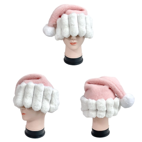 Pluche Kerstmuts Kerstman Hoed Verdikt Kunstbont Gestreepte Bies Kerstfeest Hoed Voor Volwassenen Rood Roze Wijnrood Kostuum Accessoires