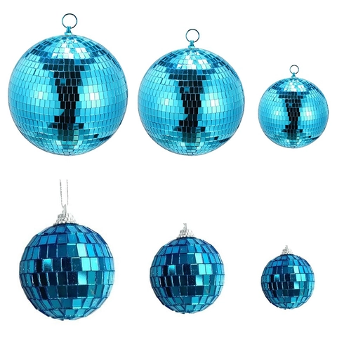 Blaue Spiegel Disco Ball Hängende Ornamente Reflektierende Glasfliesen Dekoration Für Party Tanzfläche Bühne Einkaufszentrum Hochzeit Feiertag Heimdekor