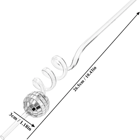 Disco Ball Spiral Straws Retro Mirror Ball Decorative Drinking Straws For Party Bar Wedding Cocktail Cold Drink Decoration