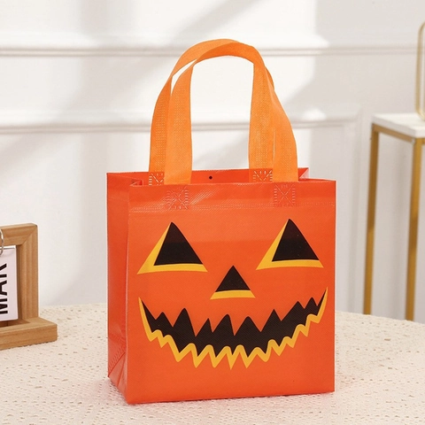Sacchetti Regalo di Halloween in Tessuto Non Tessuto Stampa Zucca Fantasma Gatto Portatili Borse per Caramelle Festa per Bambini