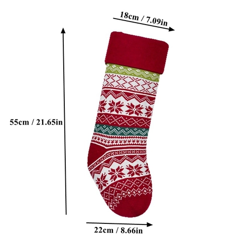 Calze di Natale Grandi a Maglia Con Motivo Jacquard Pupazzo di Neve Albero di Natale Fiocco di Neve Borse Regalo da Appendere per Camino Casa Festa di Vacanza Decorazione