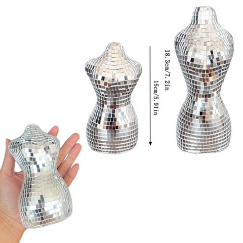 Moderner Discokugel Weiblicher Torso Spiegel Dekor Handgefertigtes Glasmosaik Kunst Skulptur Für Home Party Ästhetische Raum Ornament