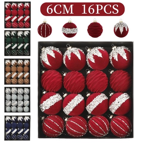 Luxueuse Collection de Boules de Noël en Flocage avec Paillettes Boules Suspendues en Plastique pour Sapin de Noël Décoration de Maison