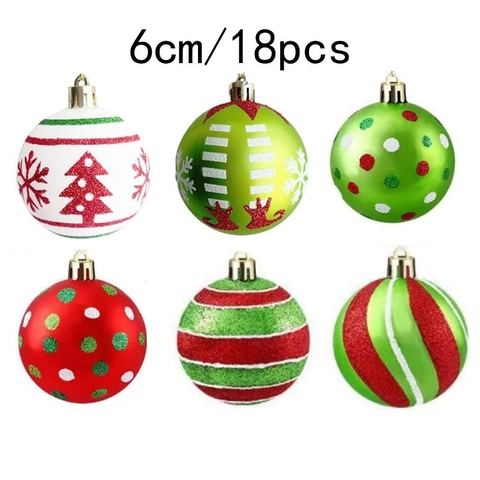 Boules de Noël Rouge Vert Blanc Peintes à la Main en Plastique Électroplaqué Décorations à Suspendre pour Sapin