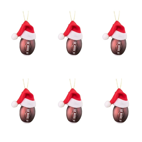 Weihnachtsbaum Sport Ornamente Ball Set Basketball Rugby Fußball Baseball Mit Weihnachtsmütze Kunststoff Dekorative Hänger Für Feiertag Party Heim Deko