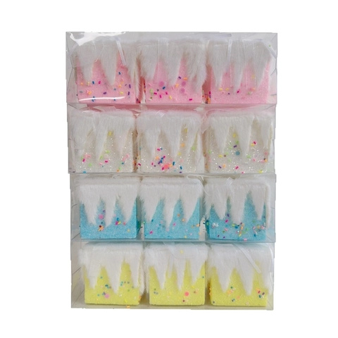 Ornamenti Natalizi Appesi in Schiuma Colore Macaron Forma di Scatola Regalo con Peluche e Brillantini per Casa