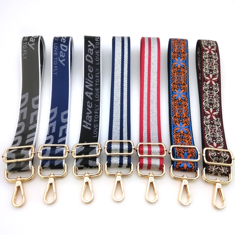 Verstellbarer Ersatz Schultergurt Für Handtaschen Breiter Polyester Jacquard Bedruckter Umhängetaschengurt Mit Metallschnallen