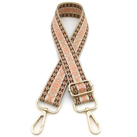 Ethnic Geometric Jacquard Polyester Bag Strap For Women Adjustable Wide Shoulder Strap Replacement For Crossbody Bags