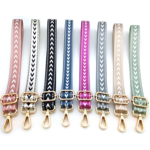 Bandoulière de Sac Tissé en Poliestere Réglable Avec Boucles en Métal Motif Flèche Bandoulière de Rechange pour Femme