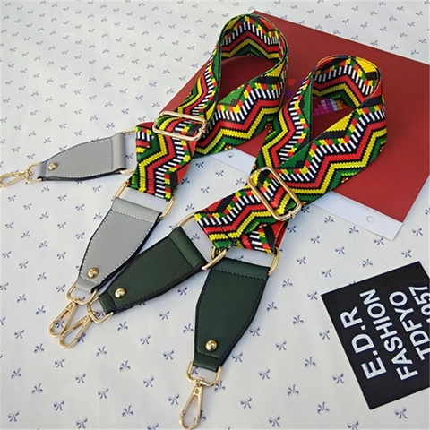 Tracolla per Borse Regolabile in Stile Etnico con Motivo Geometrico Cinturino di Ricambio Intrecciato in Poliestere per Donna
