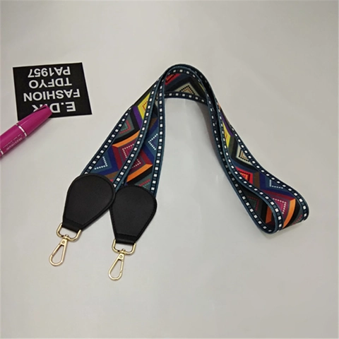 Ethnic Style Wide Shoulder Strap Replacement For Crossbody Bags Bohemian Jacquard Polyester Bag Belt Gold Silver Hardware