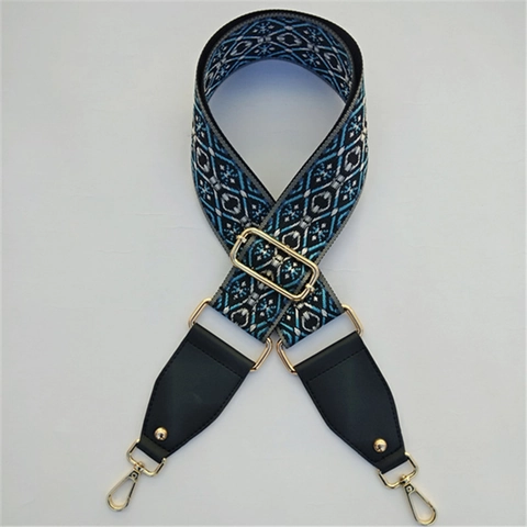 Etnische Stijl Verstelbare Brede Schouderriem Vervanging Voor Dames Crossbody Tas Polyester Jacquard Riem Metalen Sluiting