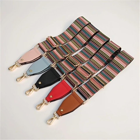 Tracolla Larga a Righe Colorate Cinturino Regolabile in Nylon di Ricambio Con Fibbia Dorata per Borsa da Donna Borsa a Tracolla