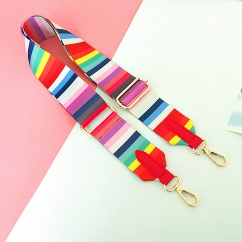 Tracolla per Borsa Regolabile a Righe Colorate per Donna Sostituzione Tracolla Larga Con Fibbia in Metallo Dorato Accessori Moda