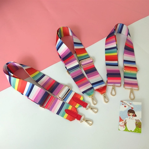 Tracolla per Borsa Regolabile a Righe Colorate per Donna Sostituzione Tracolla Larga Con Fibbia in Metallo Dorato Accessori Moda