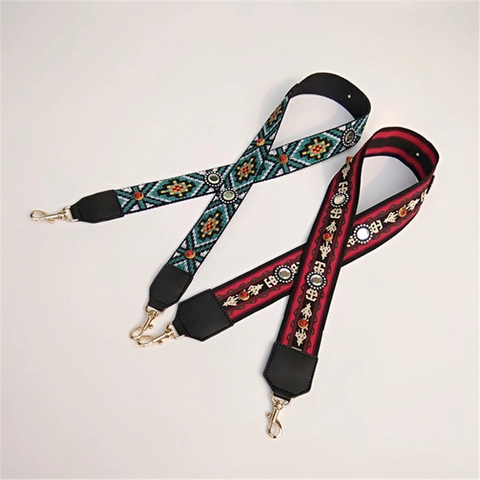 Tracolla per Borsa Ricamata in Poliestere Stile Etnico Tracolla Larga Sostitutiva Boho Cinturino per Borsa a Tracolla