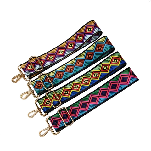 Tracolla Larga Regolabile per Borse Stile Etnico Cinturino Sostitutivo Intrecciato Motivo Geometrico Multicolore per Borse a Tracolla Donna Accessori in Poliestere