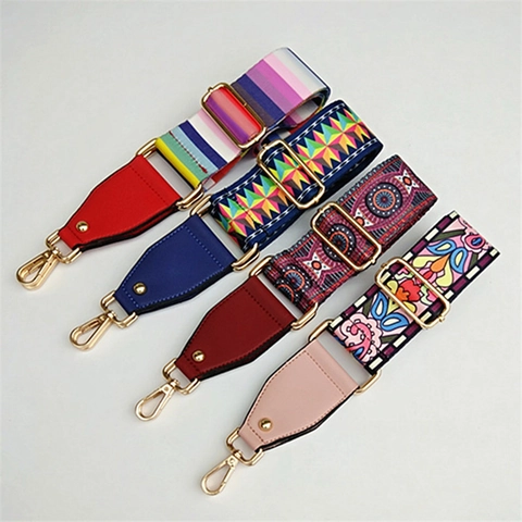Bohemian Ethnic Style Wide Adjustable Replacement Bag Shoulder Strap Polyester Webbing For Women Crossbody Handbags