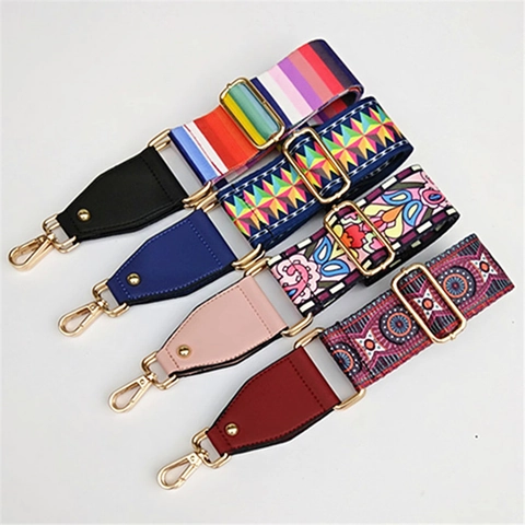 Bohemian Ethnic Style Wide Adjustable Replacement Bag Shoulder Strap Polyester Webbing For Women Crossbody Handbags