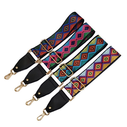Tracolla di Ricambio Colorata in Stile Etnico Cinturino per Borsa in Tessuto di Poliestere Regolabile Con Fibbie in Lega per Borse