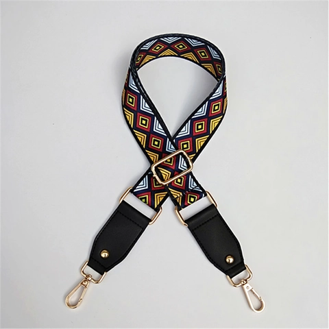 Tracolla Larga Regolabile in Stile Etnico Sostitutiva per Borse da Donna Tracolla Intrecciata Geometrica Colorata Con Fibbia in Metallo Dorato Accessorio per Borsa alla Moda