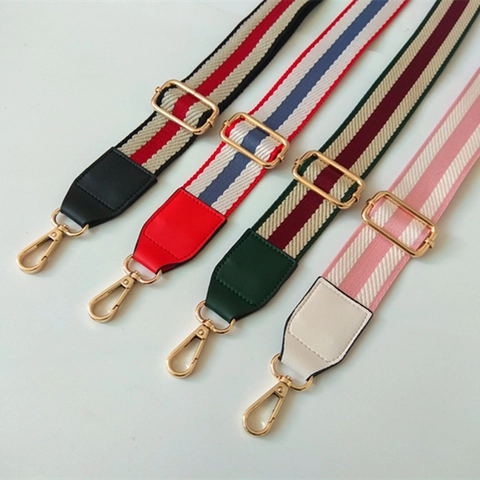 Brede Verstelbare Katoenen Tasband Gestreept Vervangende Schouderband Voor Crossbody Handtassen Met Metalen Sluitingen
