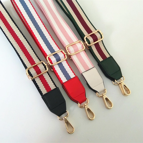 Brede Verstelbare Katoenen Tasband Gestreept Vervangende Schouderband Voor Crossbody Handtassen Met Metalen Sluitingen