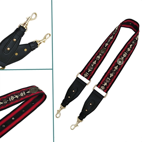 Tracolla per Borsa Intrecciata in Stile Etnico Con Borchie in Metallo Tracolla Regolabile Larga per Accessori Borsa
