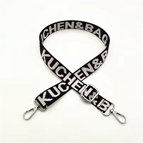 Verstelbare Tasriem Polyester Letter Jacquard Vervangende Schouderriem Voor Dames Crossbodytassen Metalen Gesp Mode