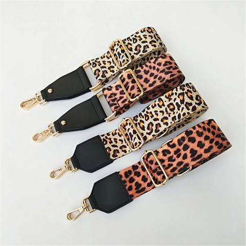 Verstelbare Luipaardprint Brede Schouderband Vervanging Voor Crossbody Tassen Polyester Webbing Band Met Metalen Haken