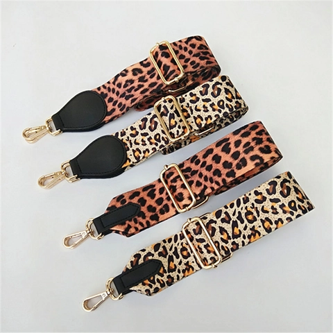 Verstelbare Luipaardprint Brede Schouderband Vervanging Voor Crossbody Tassen Polyester Webbing Band Met Metalen Haken
