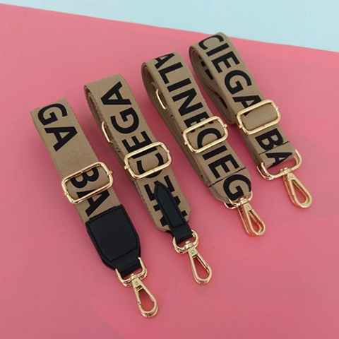 Adjustable Replacement Bag Shoulder Strap Contrast Letter Print Polyester Cotton Canvas Crossbody Belt Fashion Accessories