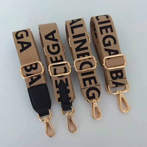 Adjustable Replacement Bag Shoulder Strap Contrast Letter Print Polyester Cotton Canvas Crossbody Belt Fashion Accessories
