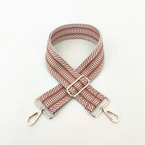 Ethnic Style Adjustable Wide Bag Strap Replacement For Crossbody Handbag Cotton Webbing With Metal Buckles Geometric Pattern Accessory