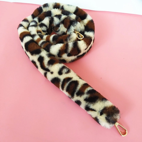 Tracolla in Pelliccia Sintetica Leopardata Tracolla di Ricambio in Peluche Con Chiusura in Metallo Per Accessori Borse Donna
