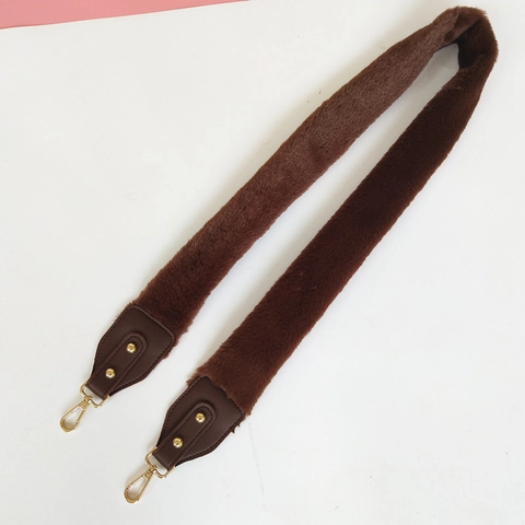 Kunstpelz Plüsch Taschengurt Für Damen Winter Warm Imitat Kaninchenfell Ersatz Schultergurt Mit Goldener Metallschnalle