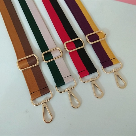 Tracolla di Ricambio Larga per Borse a Mano Regolabile Multicolore a Righe in Poliestere Cotone per Donna