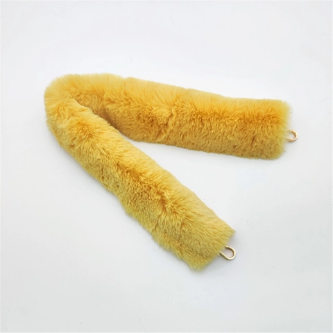 Winter Faux Fur Bag Strap Plush Replacement Handle With Gold Metal Buckles For Handbags Crossbody Bags Women Accessories