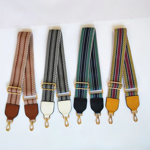 Bandoulière Large Ajustable Ethnique Brodée à Rayures Géométriques en Polyester Coton de Remplacement pour Sacs à Main Sacs à Bandoulière