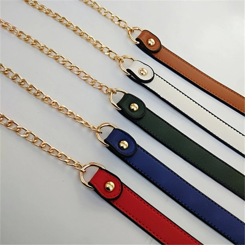 Universal PU Leather Metal Chain Bag Strap For Women Crossbody Shoulder Bag Replacement Strap Decorative Fashion Bag Accessories