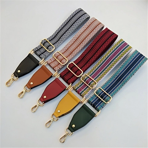 Ethnic Style Wide Adjustable Shoulder Strap Geometric Woven Embroidered Polyester Bag Strap Replacement Belt For Crossbody Bag Women Fashion Accessory