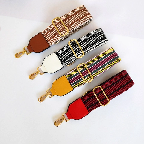 Verstelbare Geborduurde Etnische Stijl Brede Schouder Tasriem Vervanging Polyester Geweven Riem Voor Crossbodytassen Dames Accessoires