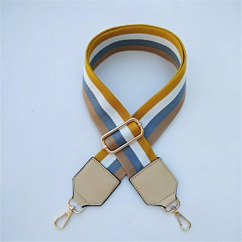 Correa de Bolso Ancha de Algodón a Rayas Coloridas Correa de Hombro de Repuesto para Bolsos de Mano y Bandoleras Con Hebillas de Metal Dorado Ajustable