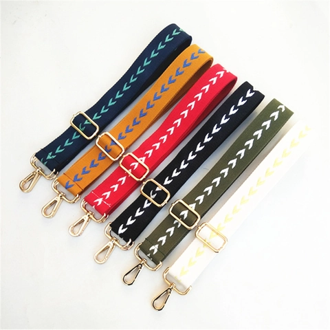 Ethnic Style Adjustable Cotton Webbing Bag Strap Wide Replacement Shoulder Strap With Metal Buckles For Women Crossbody Bags