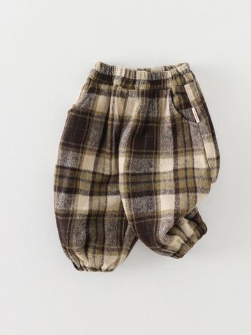 Kinder Karomuster Haremshose Retro Karo Lässige Hose Jungen Mädchen Herbst Winter Lockere Elastische Taille Baumwollmischung Hose