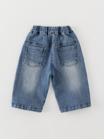 Kleinkind Baby Jungen Denim Hose Baumwollmischung Weich Gewaschene Jeans Mit Bärenmuster Buchstabenstickerei Lässige Hose