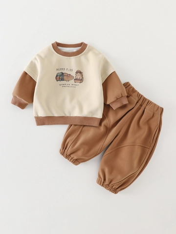 Baby Peuter Casual Cavia Print Katoenmix Sweatshirt En Broek Set Patchwork Lange Mouw Top Voor Baby's