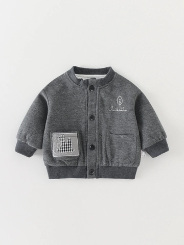 Giacca da Bambino in Maglia a Nido d'Ape Autunnale Stile Coreano Cappotto con Bottoni Top a Maniche Lunghe Casual