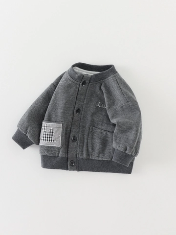 Giacca da Bambino in Maglia a Nido d'Ape Autunnale Stile Coreano Cappotto con Bottoni Top a Maniche Lunghe Casual