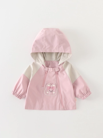 Peuter Meisjes Windjack Met Capuchon Herfst Lente Cartoon Konijn Patchwork Outdoor Winddicht Waterdicht Jas Rits Peuter Bovenkleding